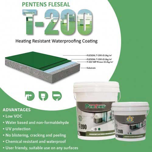 Pentens FLESEAL T-200H UV Resistant Elastomeric PU Waterproofing Coating